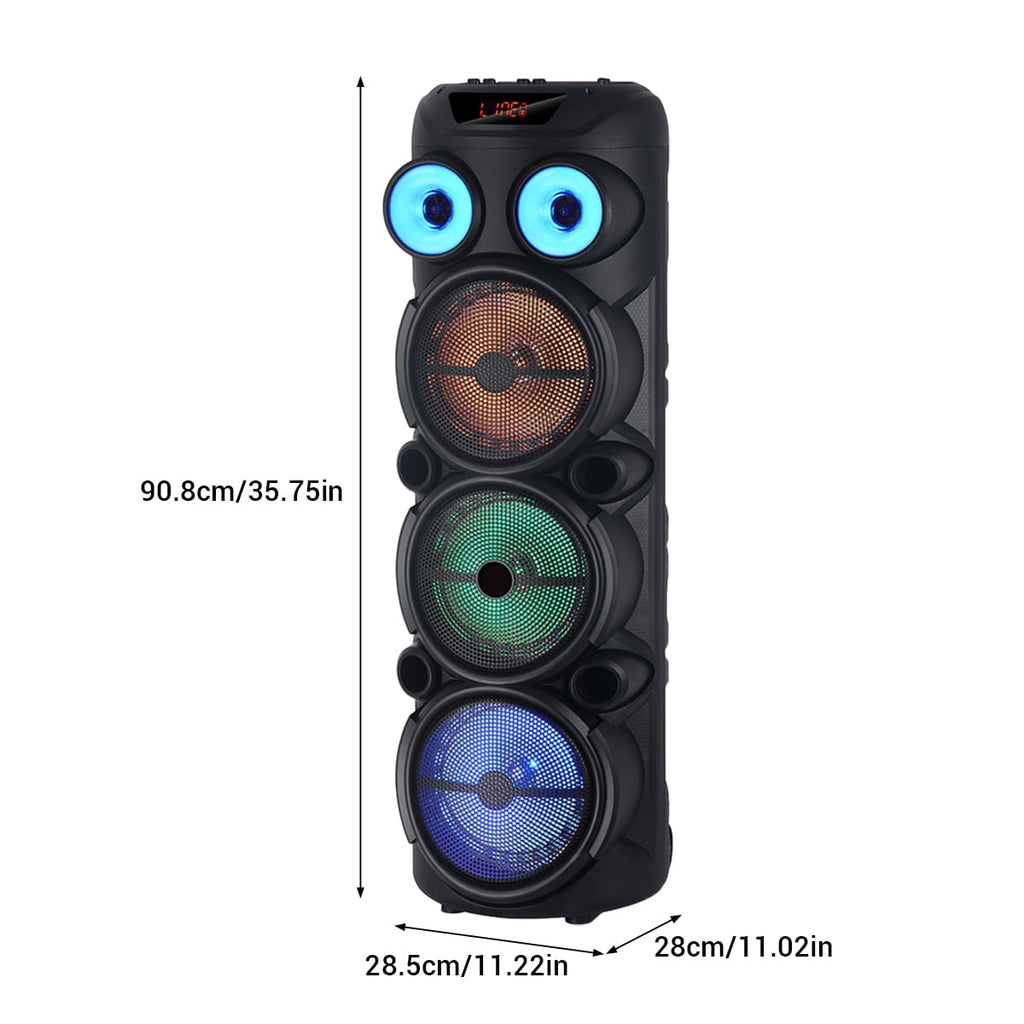 CURUK Portable Wireless Bluetooth Speaker Triple 8" Woofer PA System FM AUX TWS, MIC, RC, LED Light