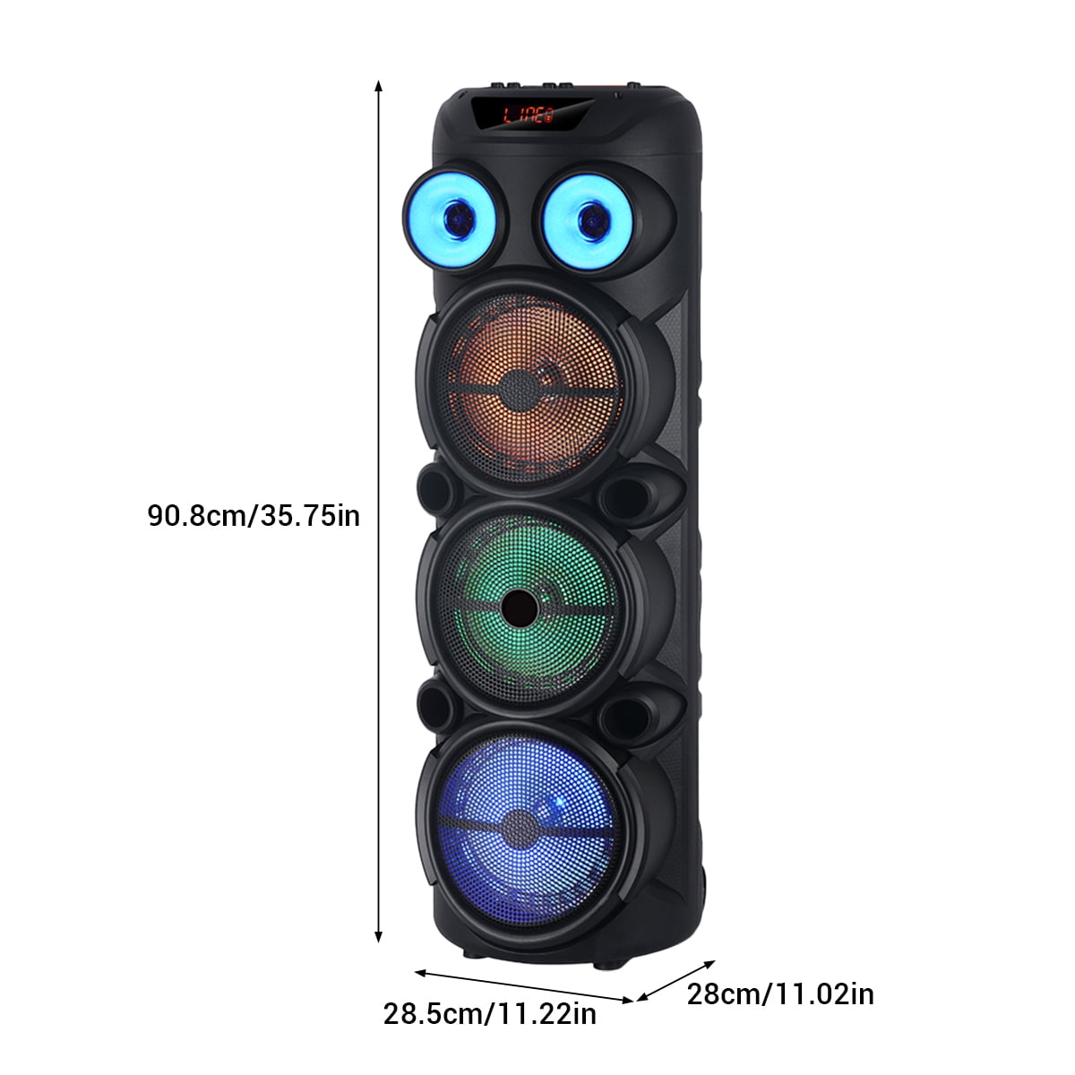 Lohoms Triple 8" Bluetooth Party Speaker, Portable Karaoke Machine & Outdoor PA Sound System with Powerful Stereo Sound, LED Lights, Wireless Mic, TWS Pairing, FM, USB, TF & AUX