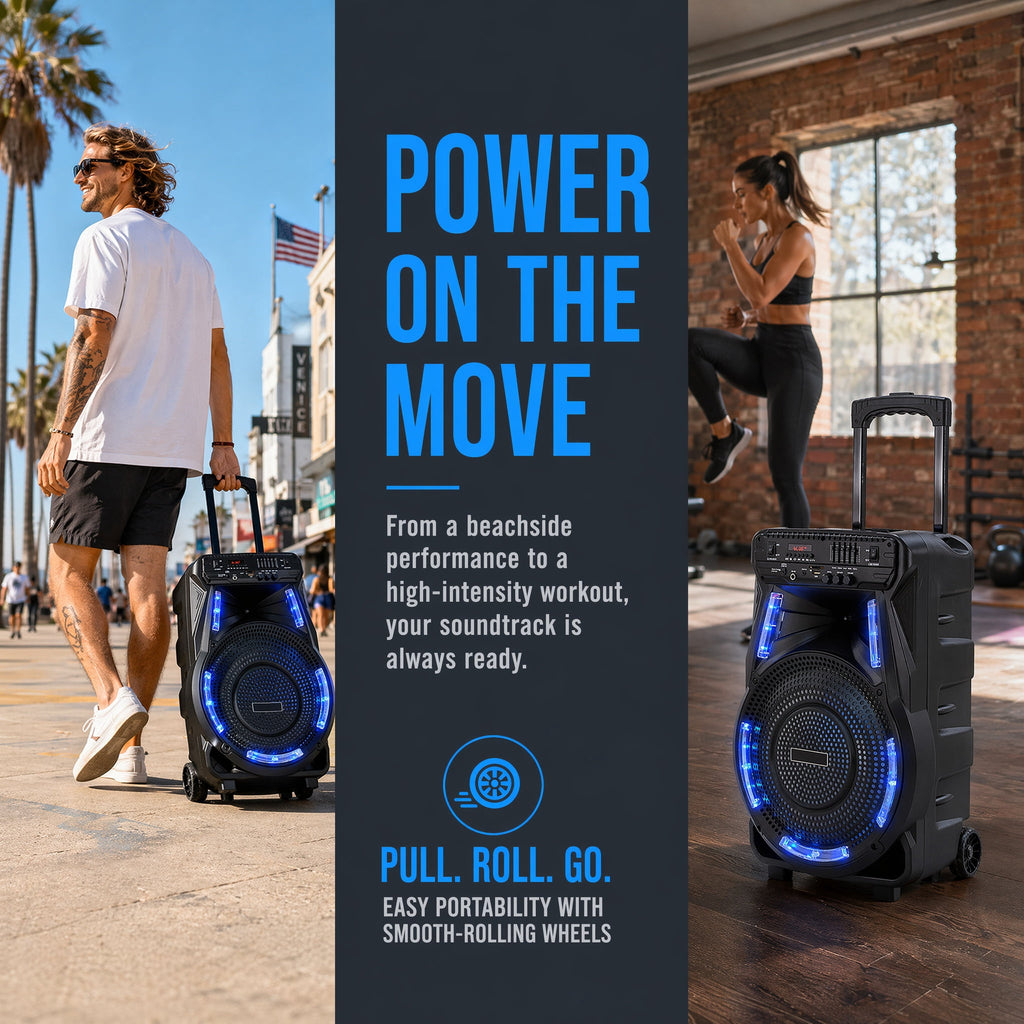 Dazone 12" Loud Bluetooth Portable Party Speaker Subwoofer w/ FM USB SD Card AUX & Mic