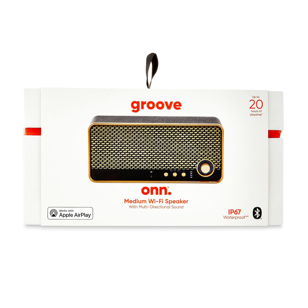 onn Medium Black Wi-Fi Speaker with Multi-Directional Sound and Bluetooth