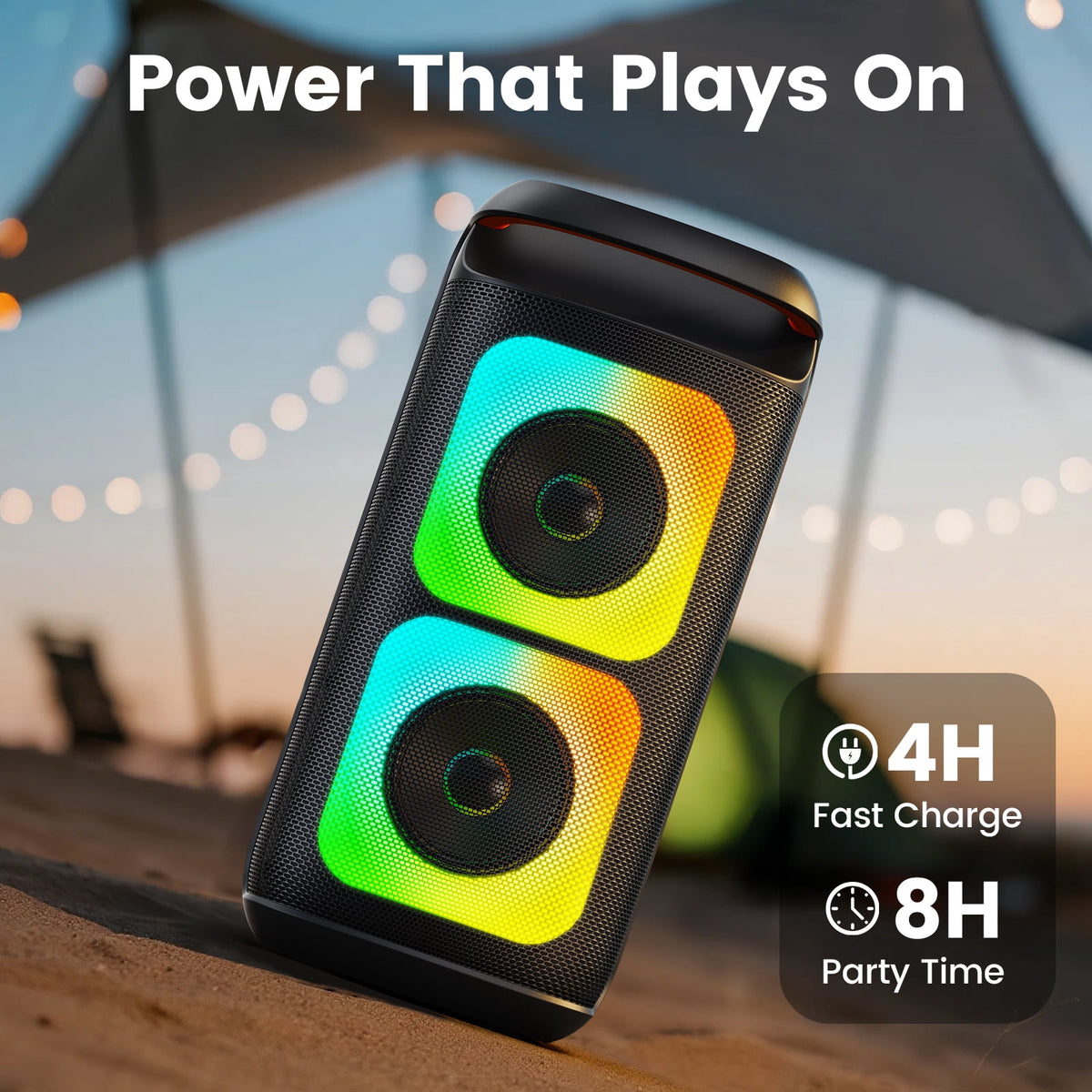 JYX Bluetooth Speaker, Dual 6.5'' Subwoofer Portable Party Speaker System for Outdoor, Deep Bass Party Box with Led Lights, T27-T