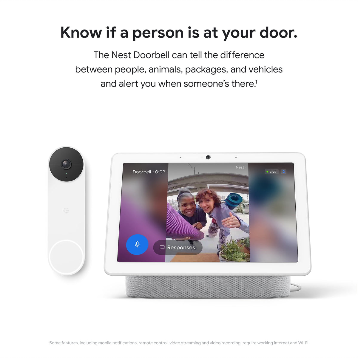 Google Nest Doorbell (Battery) - Video Doorbell Camera - Wireless Doorbell Security Camera - Snow