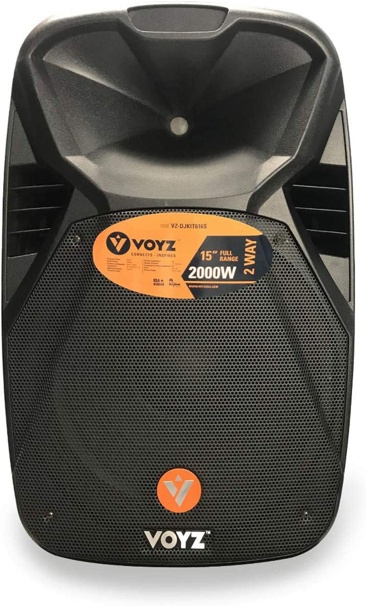 VOYZ 2000 Watt Bluetooth Portable Speaker for Parties - Two Way 15" Loudspeaker - FM Radio, USB, SD, and MP3 Player - PA with Tripod Stand and Wireless Microphone - Perfect for Karaoke (VZ-DJKIT616S)
