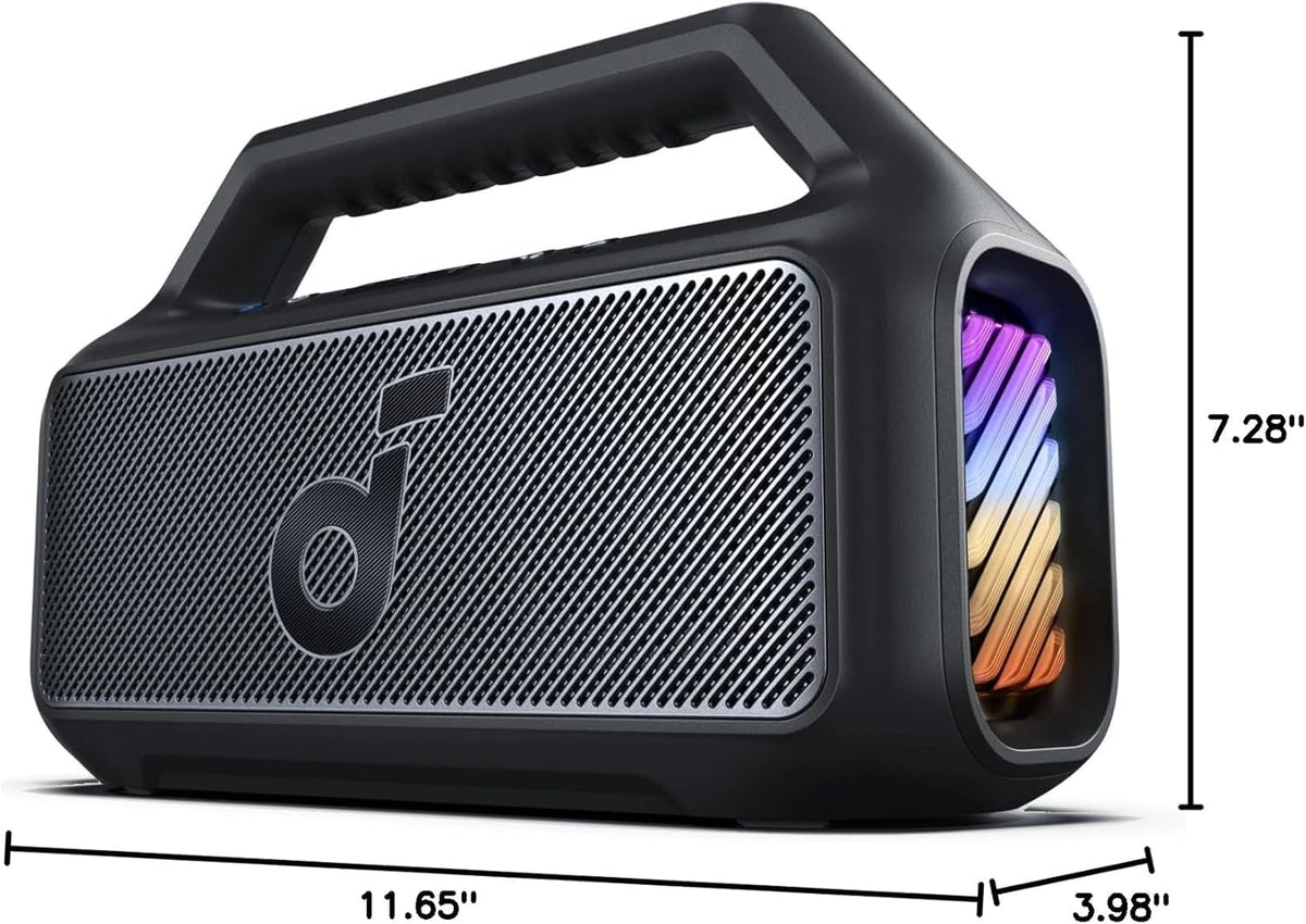 Soundcore Boom 2 By Anker, Outdoor Speaker, 80W, Subwoofer, 24H Playtime, IPX7 Waterproof, Floatable, RGB Lights, Blue