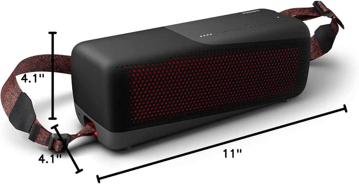 PHILIPS S7807 Wireless Bluetooth Speaker, 7000 Series - 40W Output, IP67 Waterproof, 24-Hour Playtime, Portable with Built-in Microphone, Voice Assistant, USB-C, and Power Bank, Black