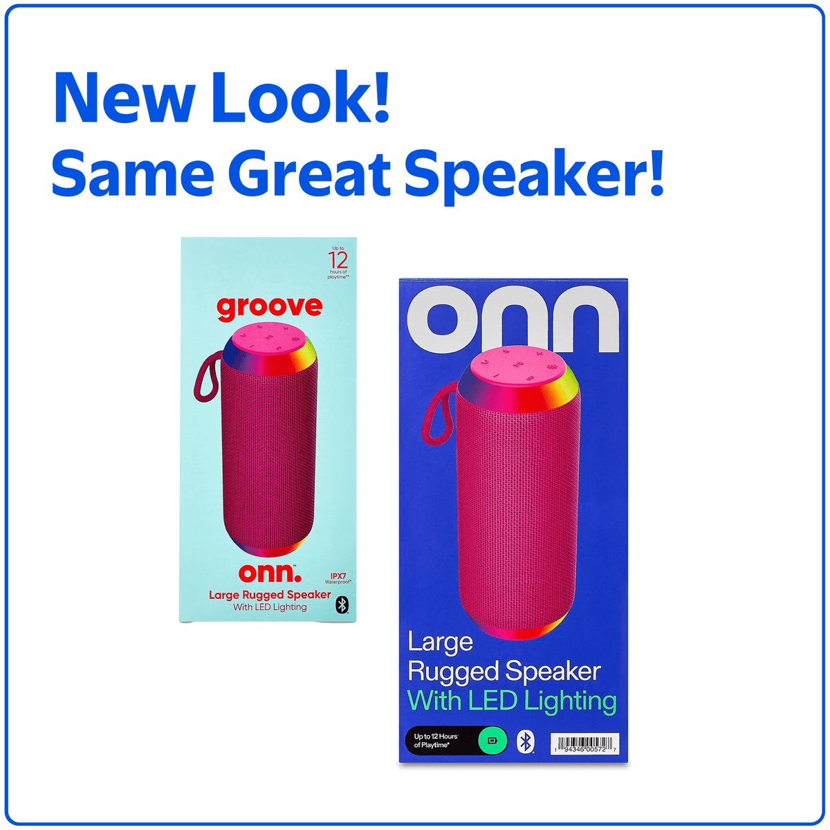onn Large Rugged Speaker with Bluetooth Wireless Technology and LED Lighting, Camo