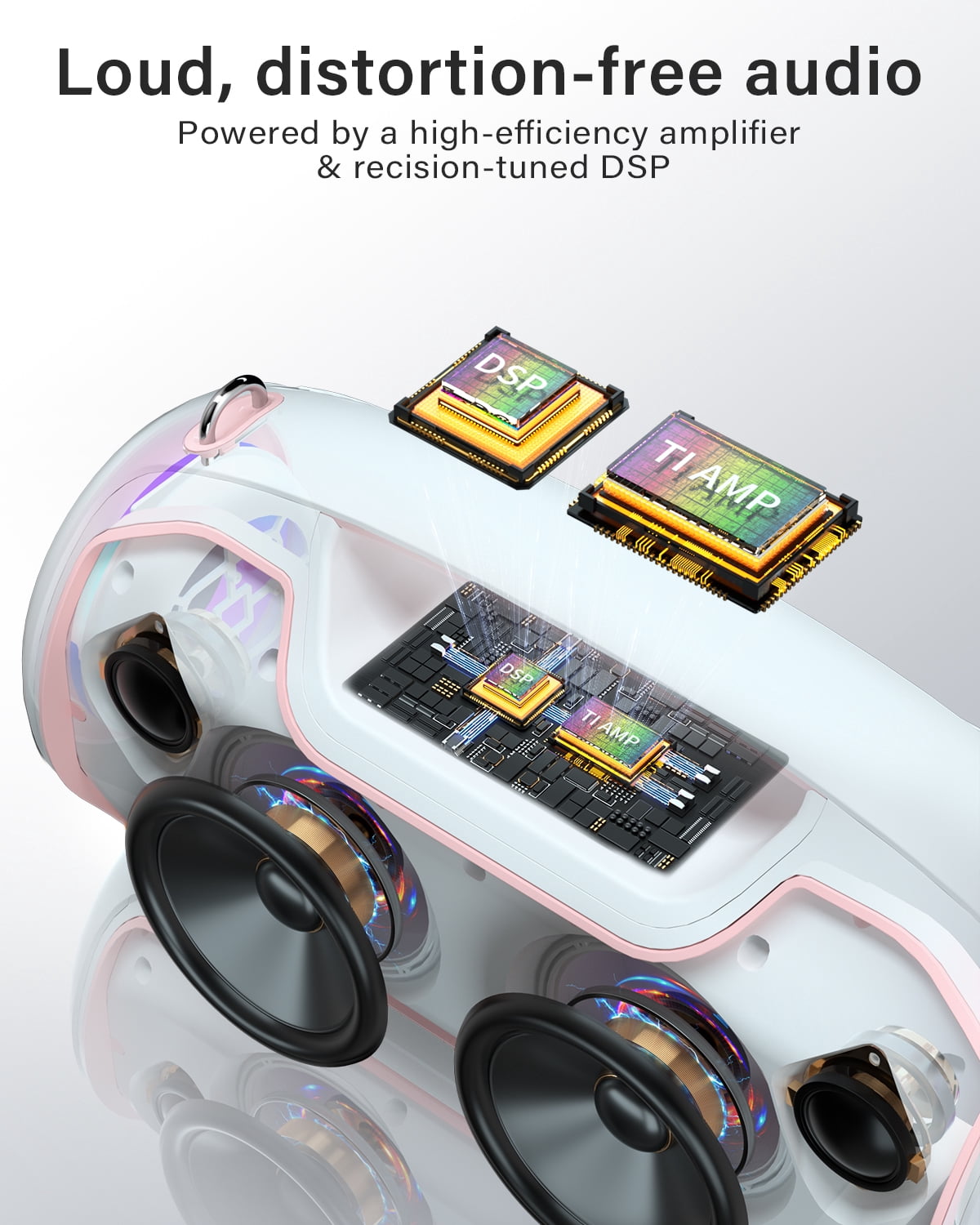 Upgrade Portable Bluetooth Speakers Wireless, 200W PEAK Loud Outdoor Speaker with Deep Bass, IP65 Waterproof, BT5.4, USB-C, RGB Lights, for Party, Camping, Beach, Large Workshop, Garage, 24H Playtime