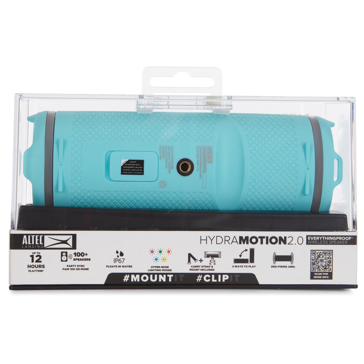 Altec Lansing HydraMOTION 2.0 Wireless Bluetooth Speaker, 16H Battery, RGB Lights, USB-C Quick Charge, IP67 Rated Waterproof Bluetooth Speaker, Mountable, Voice Assistant