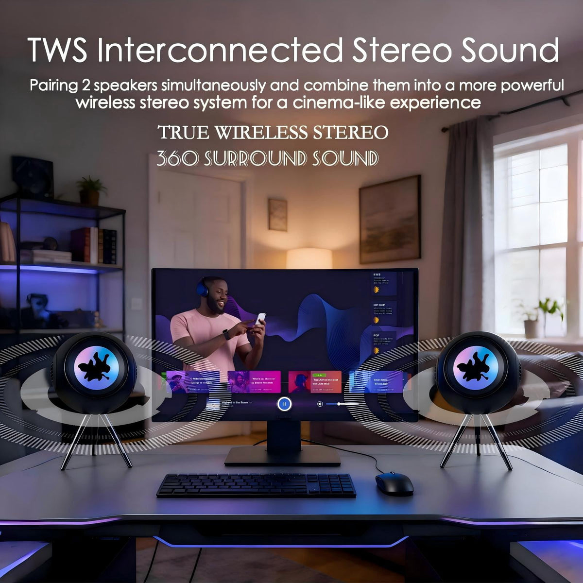 XRELIATECH Ferrofluid Speaker,30W High-Power Bluetooth Audio Visualizer Enhanced Bass&Crisp High, Dual Stereo&TWS Paired,Vibrant Ambient Colorlight
