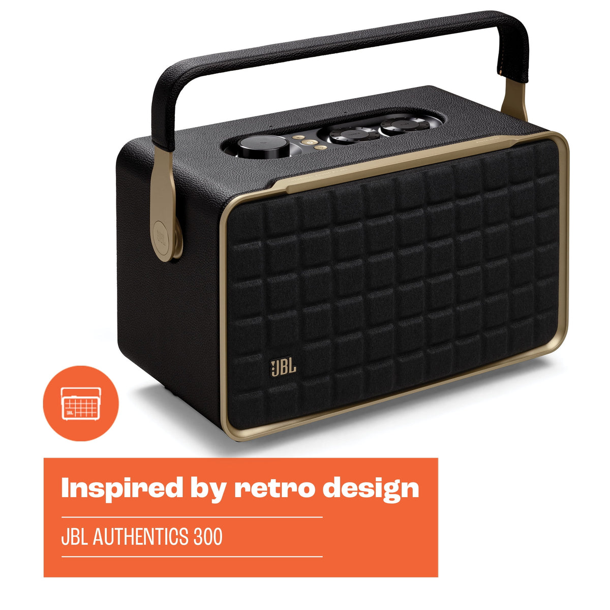 JBL Authentics 200 - Smart home speaker with Wi-Fi, Bluetooth and Voice Assistants with retro design - Black
