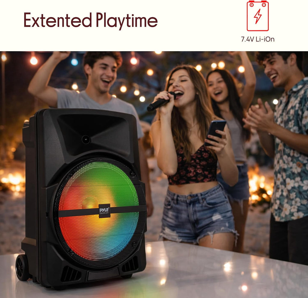 Pyle Wireless Portable PA Speaker System - 800W Powered Bluetooth Indoor & Outdoor DJ Stereo Loudspeaker