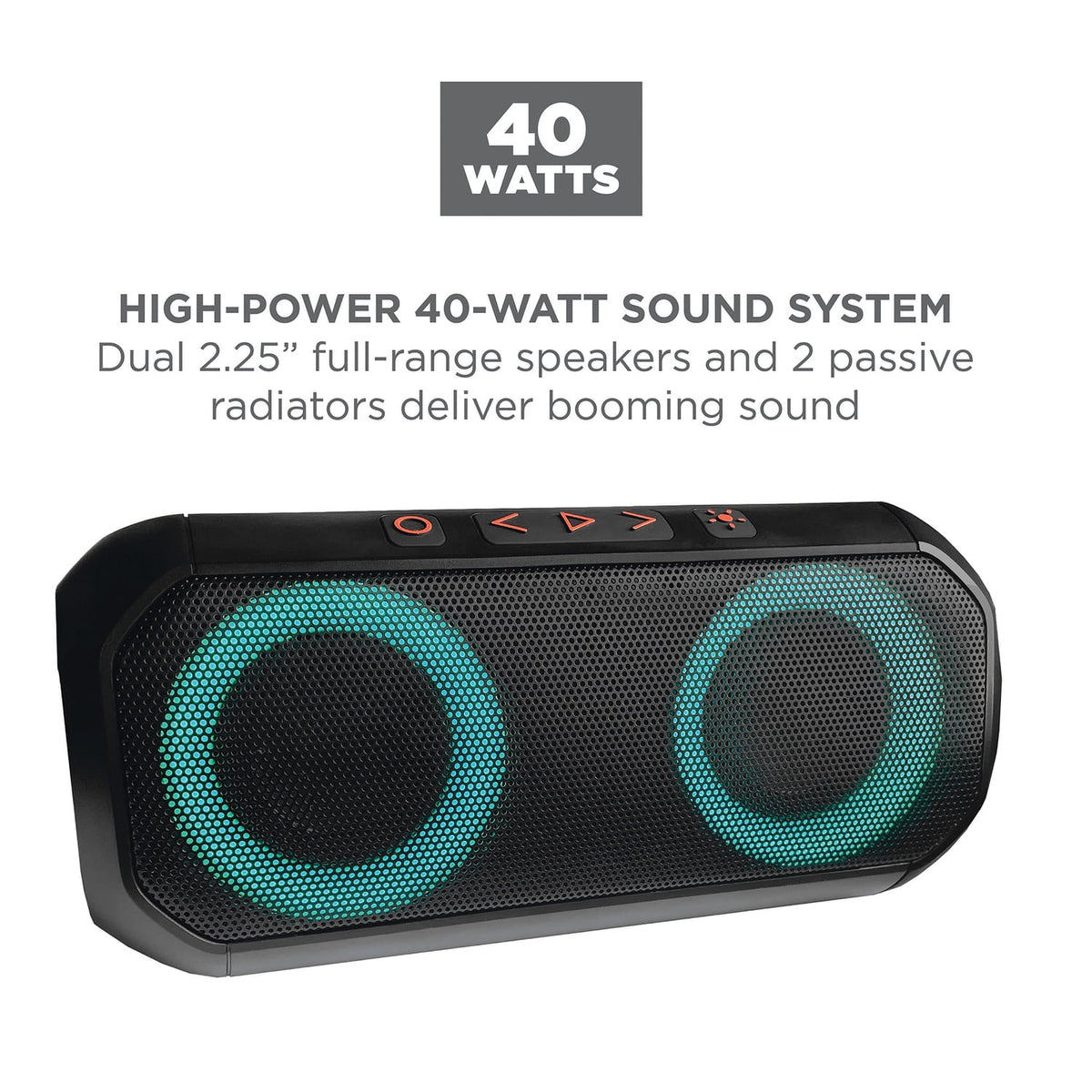 ION Uber Boom Built-in Handle LED Lighting Waterproof Wireless Bluetooth Portable Speaker, Black, UBERBOOMXUS