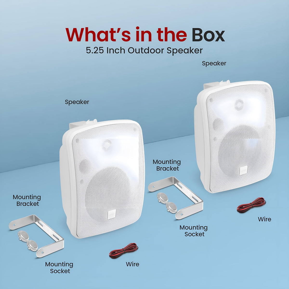 PYLE PDWR54BTW - Waterproof & Bluetooth 5.25'' Indoor / Outdoor Speaker System, 600 Watt, White