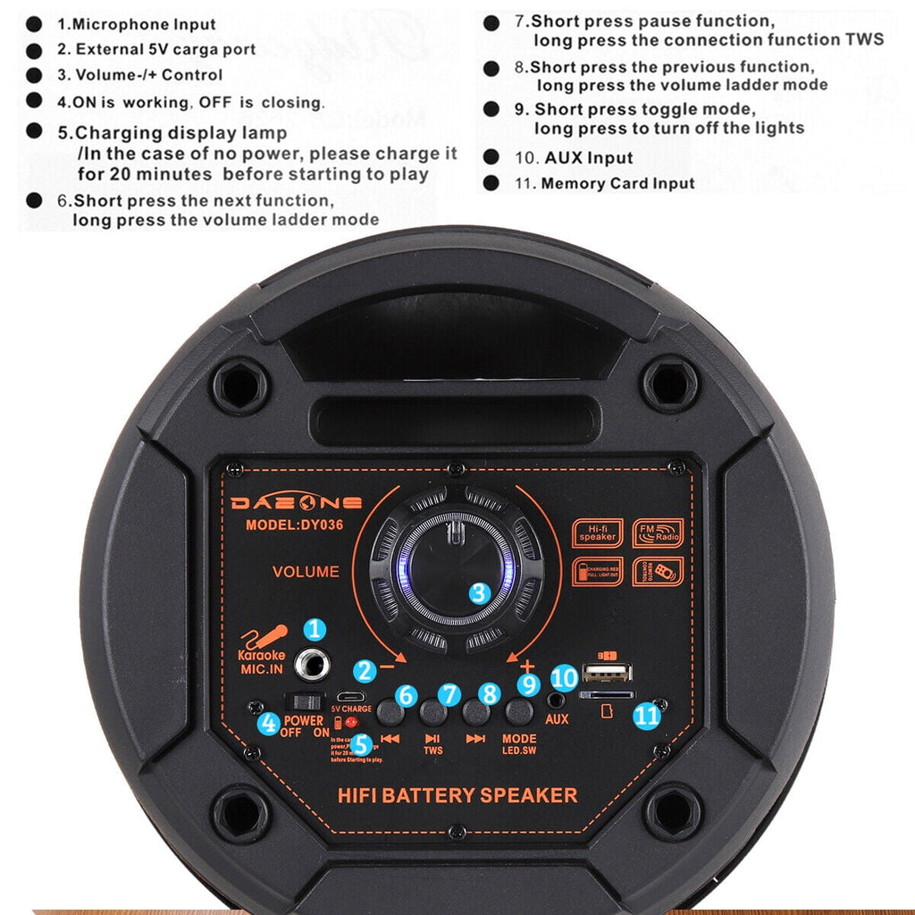 CURUK Portable Wireless Bluetooth Speaker Triple 8" Woofer PA System FM AUX TWS, MIC, RC, LED Light