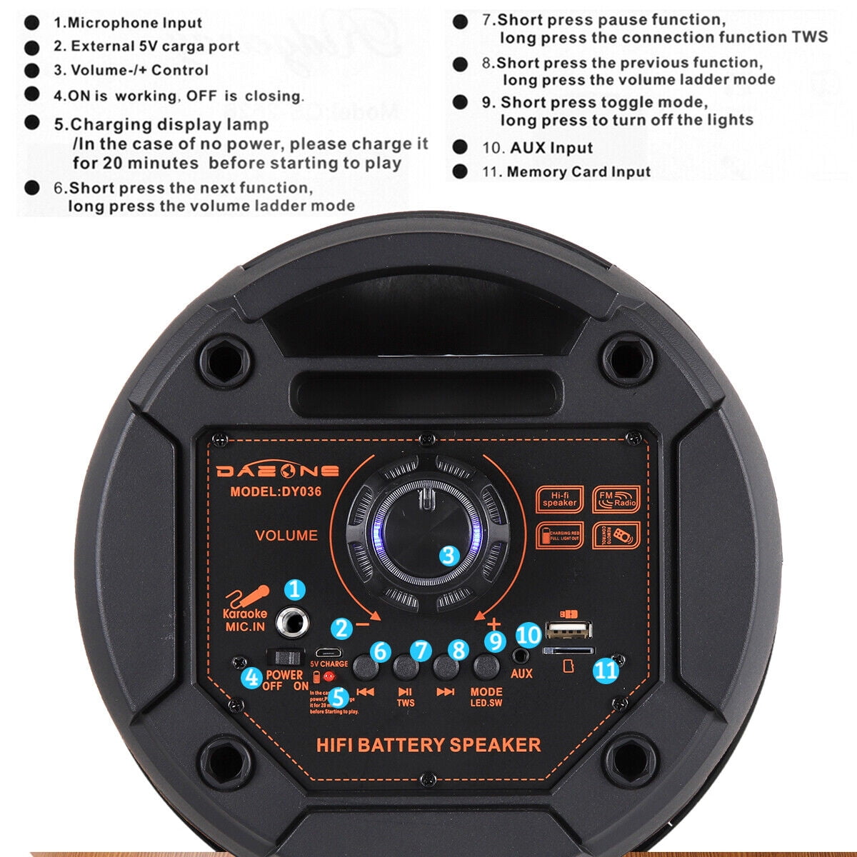 CURUK Portable Wireless Bluetooth Speaker Triple 8" Woofer PA System FM AUX TWS, MIC, RC, LED Light