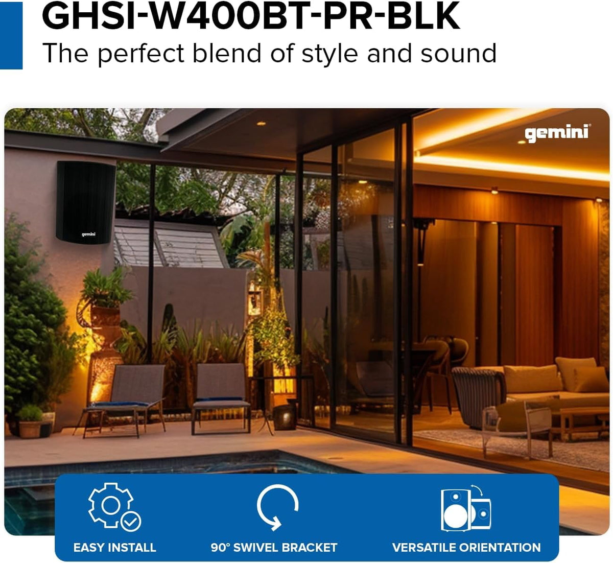 Gemini GHSIW400BTPRWHT White 4 Outdoor Pair Speakers