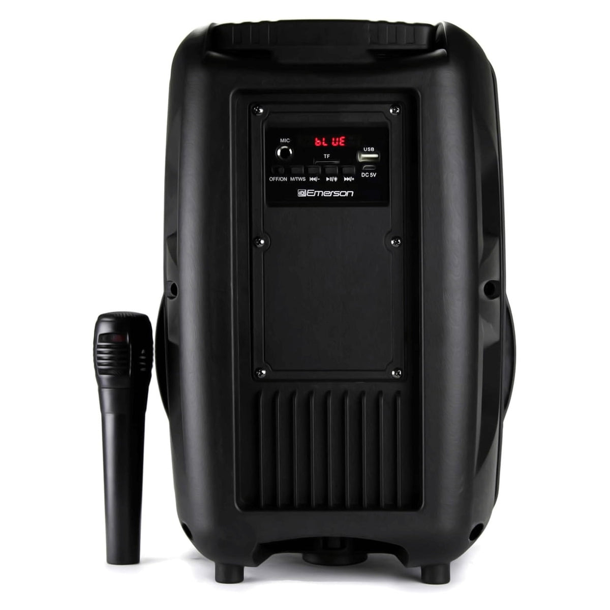 Emerson Portable 8" Bluetooth Party Speaker with FM Radio, Disco Light and Stand