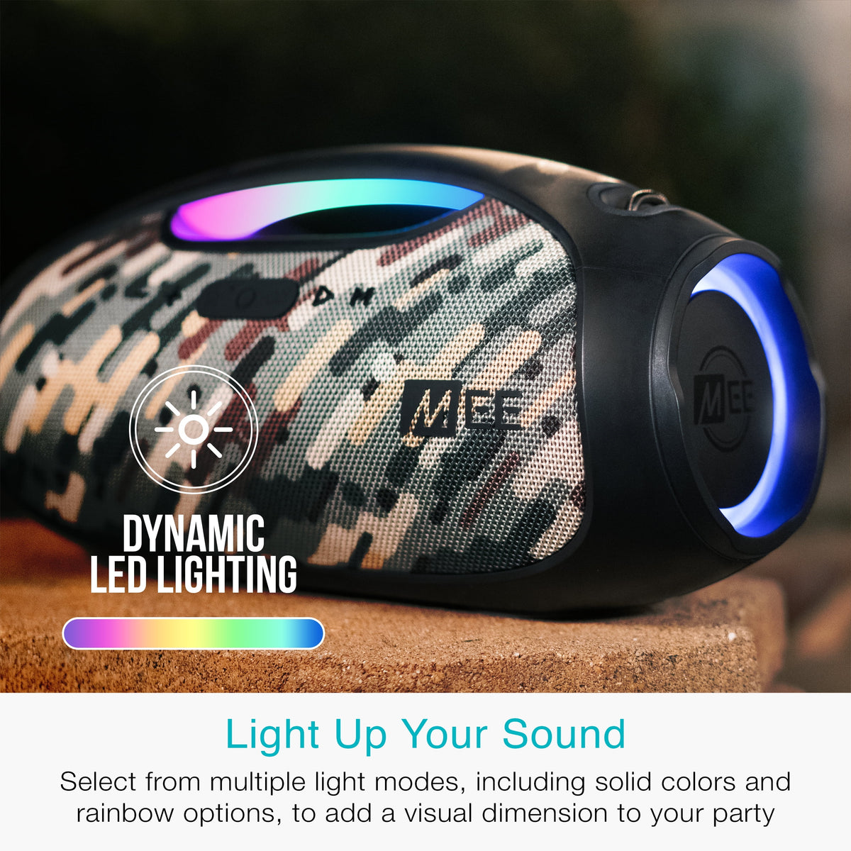 MEE audio partySPKR XL Bluetooth Wireless Speaker with Dynamic LED Lighting (Black)