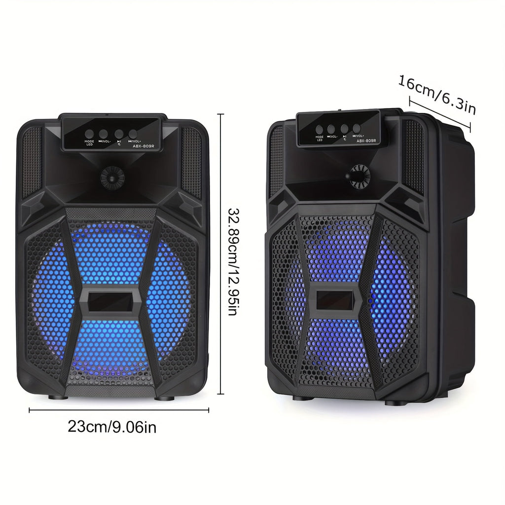 1100W Portable Bluetooth Speaker with LED Lights, Wired Microphone, 1200mAh Battery, Black - Ideal for Parties, Holidays & Gifts