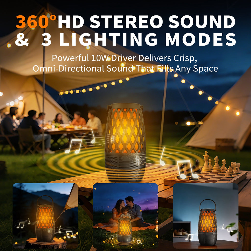 Bluetooth Speaker, Outdoor Speakers with Lights, Multi-Sync up to 100 Speakers, Halloween Decorations Outdoor, Waterproof Lantern Speaker for Garden/Party/Yard, Gifts for Men Women ( 2 Pack )