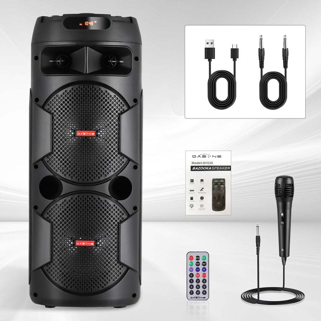 CURUK Portable Wireless Bluetooth Speaker Triple 8" Woofer PA System FM AUX TWS, MIC, RC, LED Light