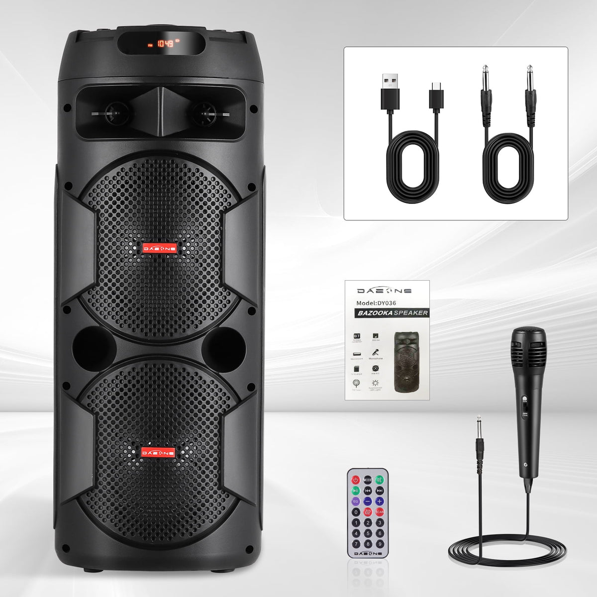 CURUK Portable Wireless Bluetooth Speaker Triple 8" Woofer PA System FM AUX TWS, MIC, RC, LED Light