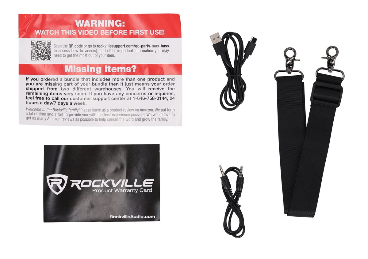 Rockville GO PARTY MAX BASS Large Portable LED Bluetooth Speaker w/Wireless Link
