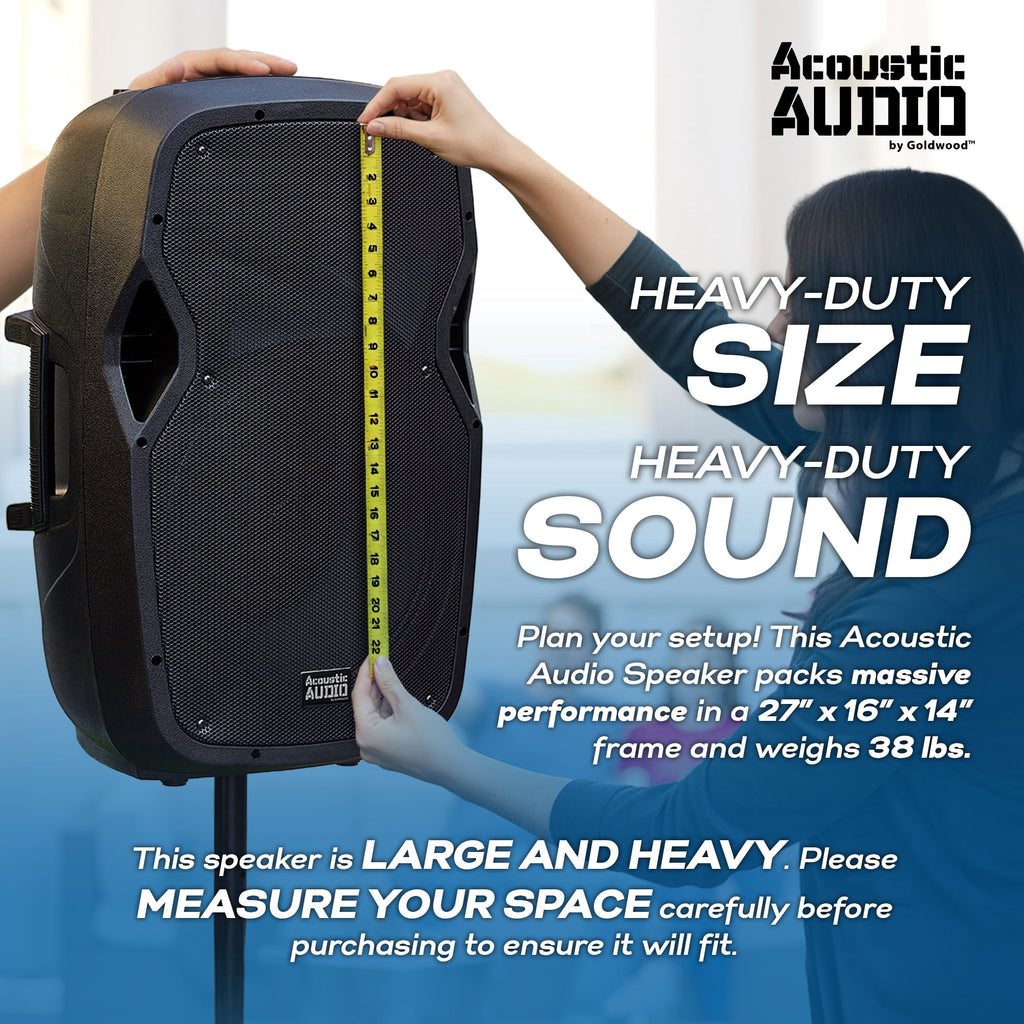 Acoustic Audio AA15LBS Powered 1000W 15" Bluetooth Flashing LED Speaker with Mic and Stand