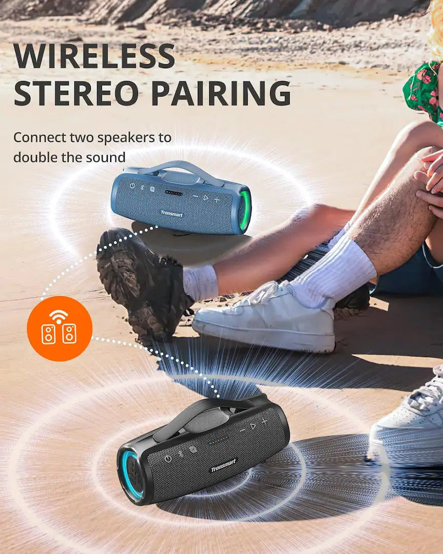 Tronsmart Mirtune S100 Portable Bluetooth Outdoor Speaker, Powerful 50W Sound and Enhanced Bass, 20H Playtime, IPX7 Waterproof-Black