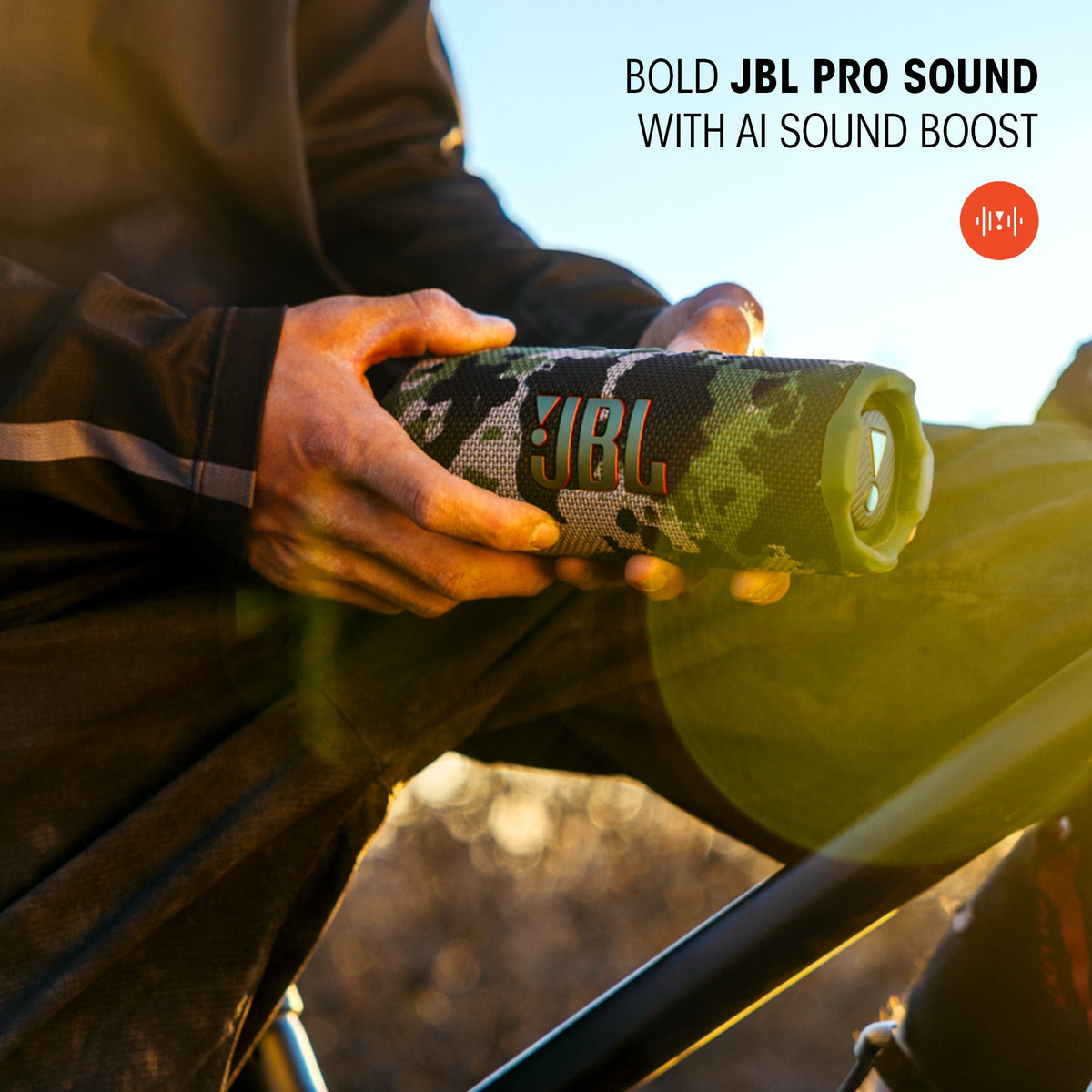 JBL Flip 7 Portable Waterproof Drop-Proof Speaker with AI Sound Boost, 2 Speakers, Black