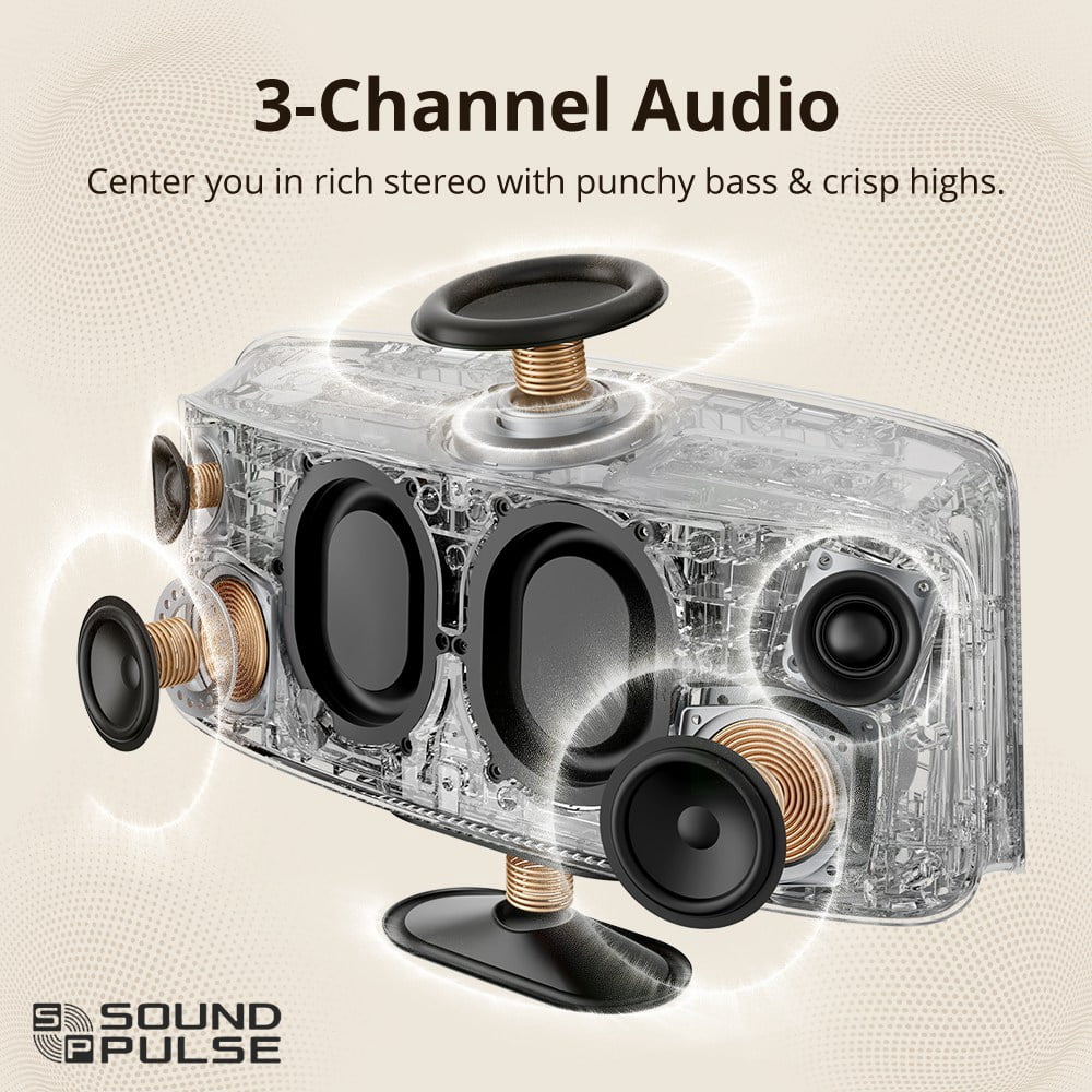 Tronsmart 80W Loud Portable Wireless Speaker, Clear Spatial Hi-Res Audio, 14 Hours Playtime, LED Light Show, Dual-Device Connection, Waterproof Party Speaker for Home