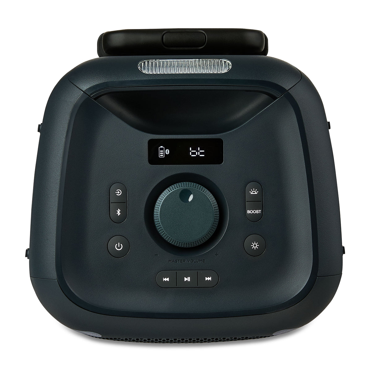 Onn Large Party Speaker Gen 2 with LED Lighting, IPX4 Water-Resistant, 4 Speakers, Black