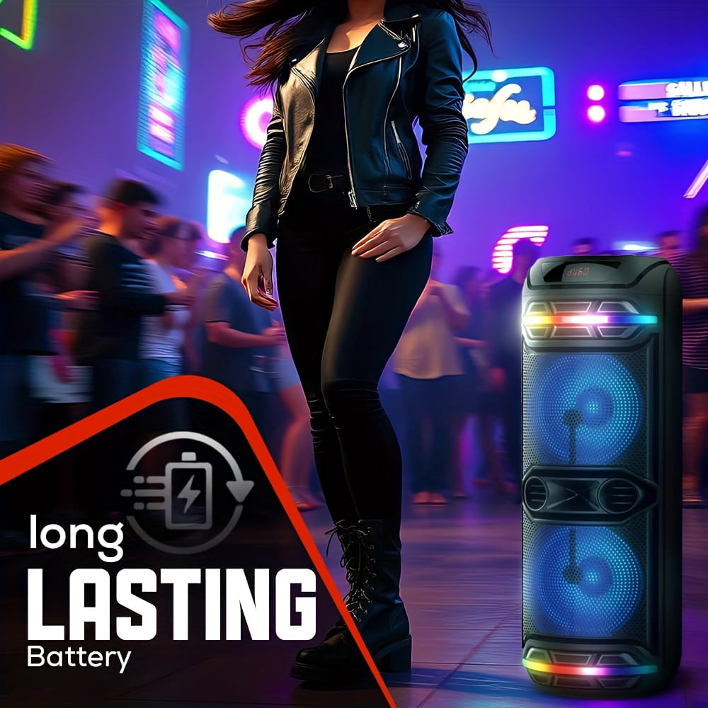 3000W Portable Speaker - Choose 6.5''/8''/10''/12'' Subwoofers - Heavy Bass w/LED Lights - 33ft Wireless Range - For Home/Party/Travel - FM Radio & Stereo Sound