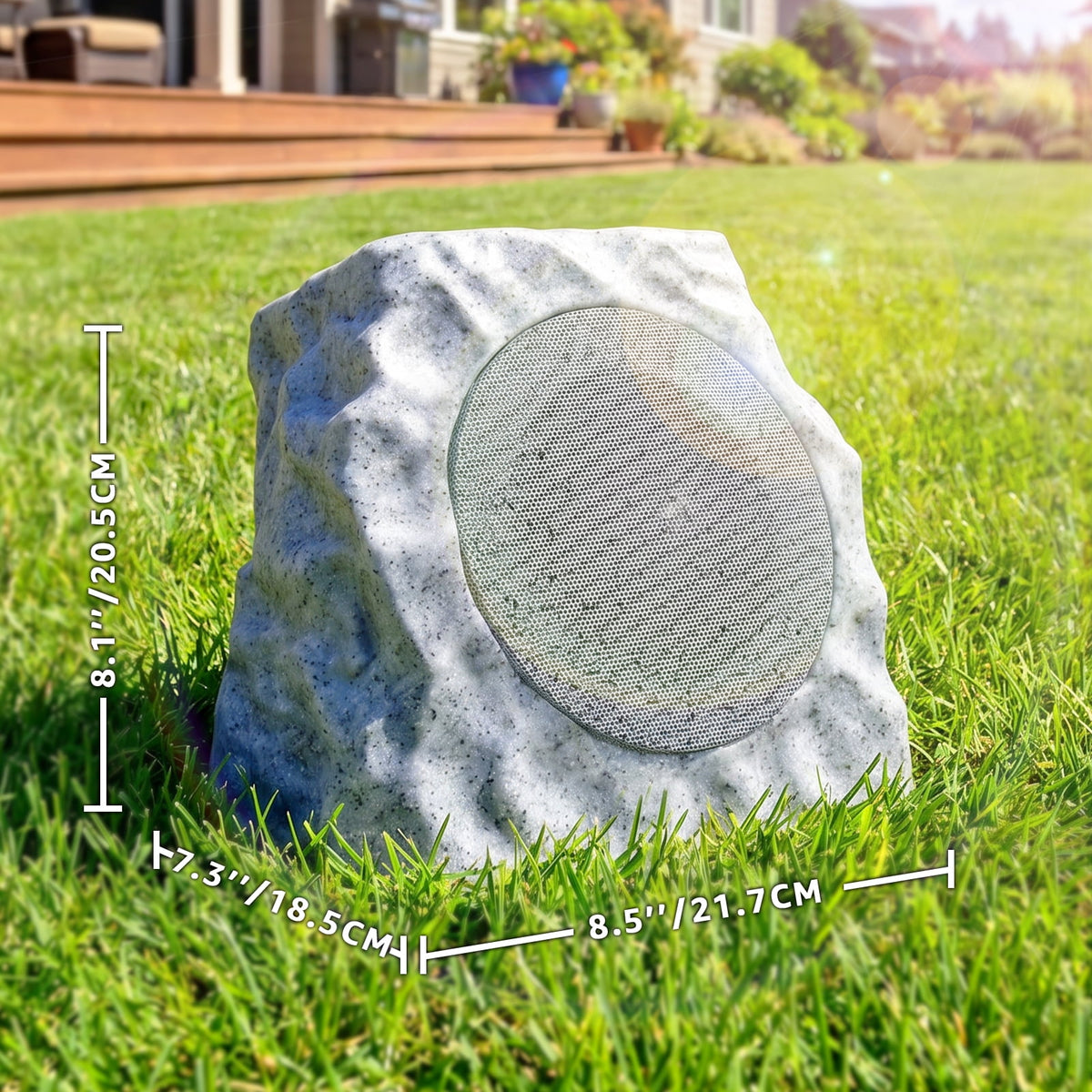 NiceBuy Outdoor Waterproof Solar Powered Bluetooth Rock Speakers with TWS Pairing and RGB Lights, 2 Pack