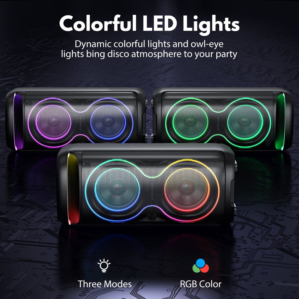JAUYXIAN Large Party Speaker, Big Outdoor Speaker Bluetooth with DJ Lights for Singing Party