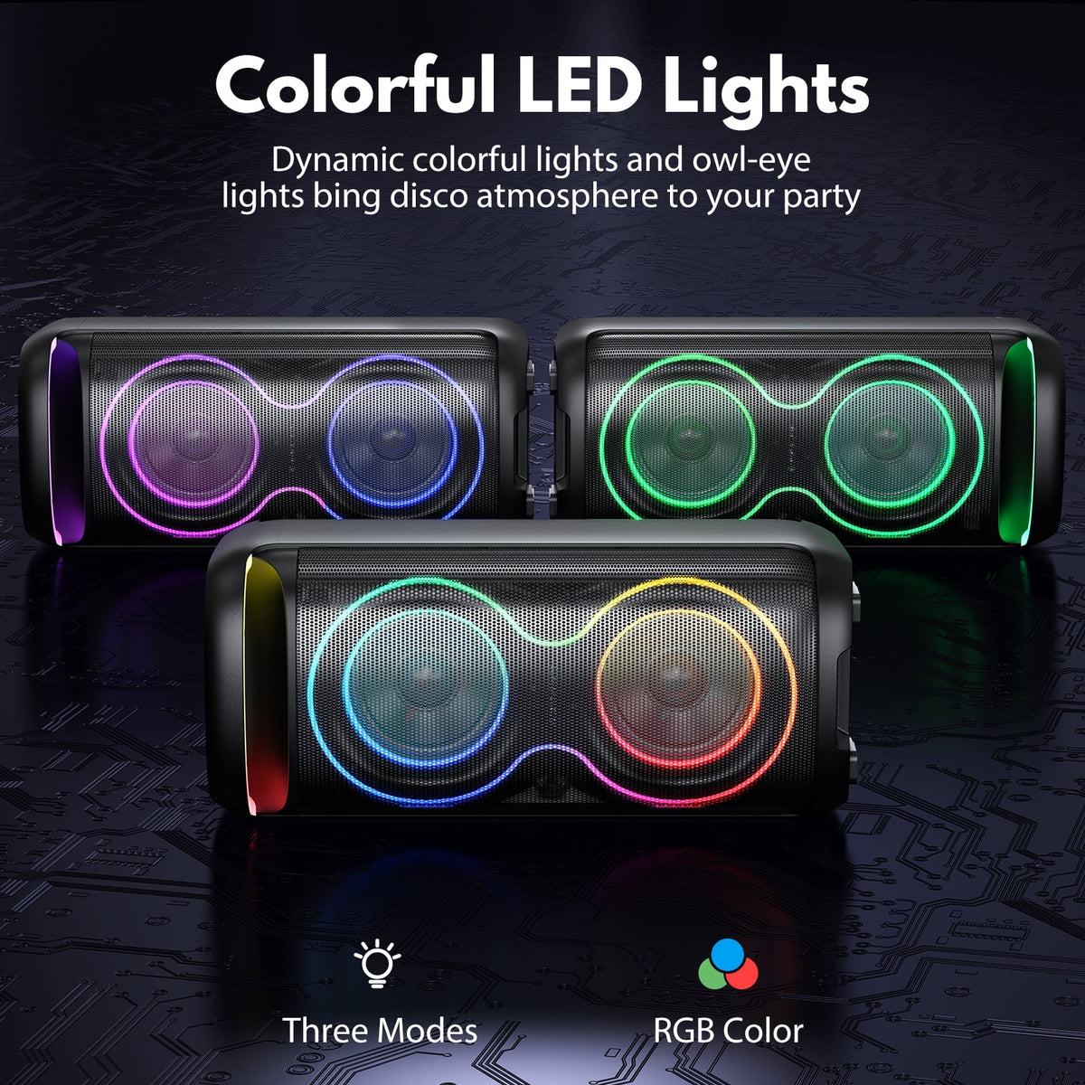 JAUYXIAN Large Party Speaker, Big Outdoor Speaker Bluetooth with DJ Lights for Singing Party