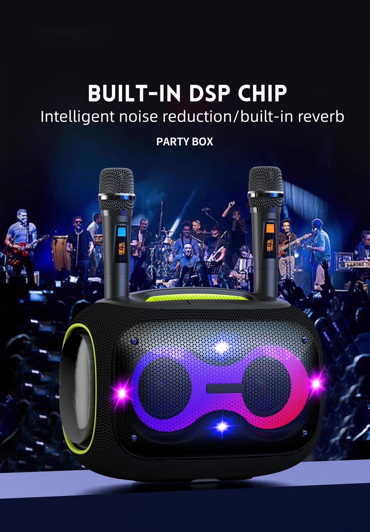 WorryFree Gadgets Portable Bluetooth Speaker with Two Microphones, Deep Bass, Large Party Wireless Speakers, 120W, Gray