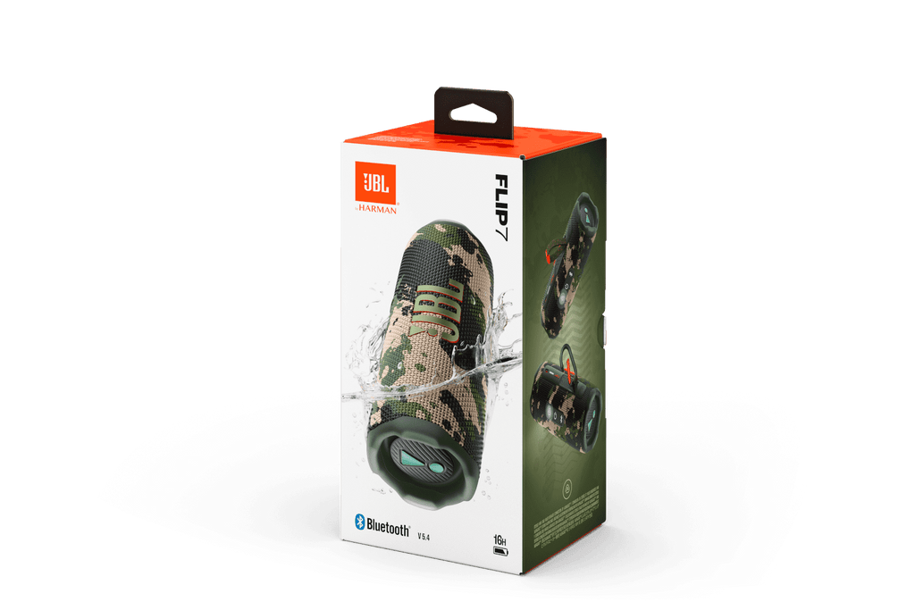JBL Flip 7 Portable Waterproof Drop-Proof Speaker with AI Sound Boost, 2 Speakers, Black
