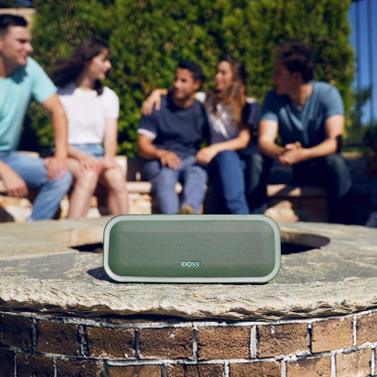 DOSS Wireless Bluetooth Speaker with 24W Impressive Sound, Booming Bass, IPX6 Waterproof, 15Hrs Playtime, Wireless Stereo Pairing, Mixed Colors Lights, 66 FT -Black
