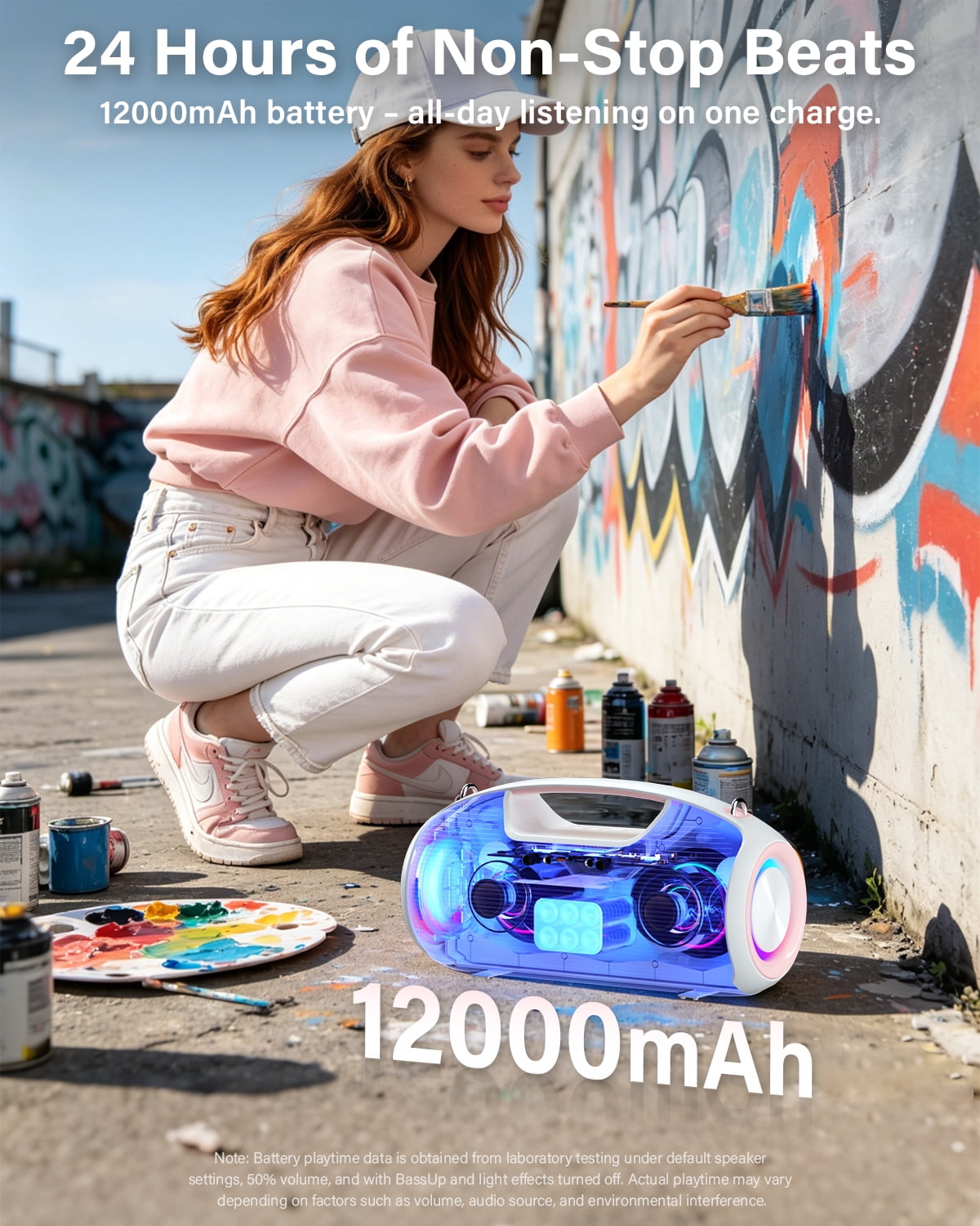 Upgrade Portable Bluetooth Speakers Wireless, 200W PEAK Loud Outdoor Speaker with Deep Bass, IP65 Waterproof, BT5.4, USB-C, RGB Lights, for Party, Camping, Beach, Large Workshop, Garage, 24H Playtime