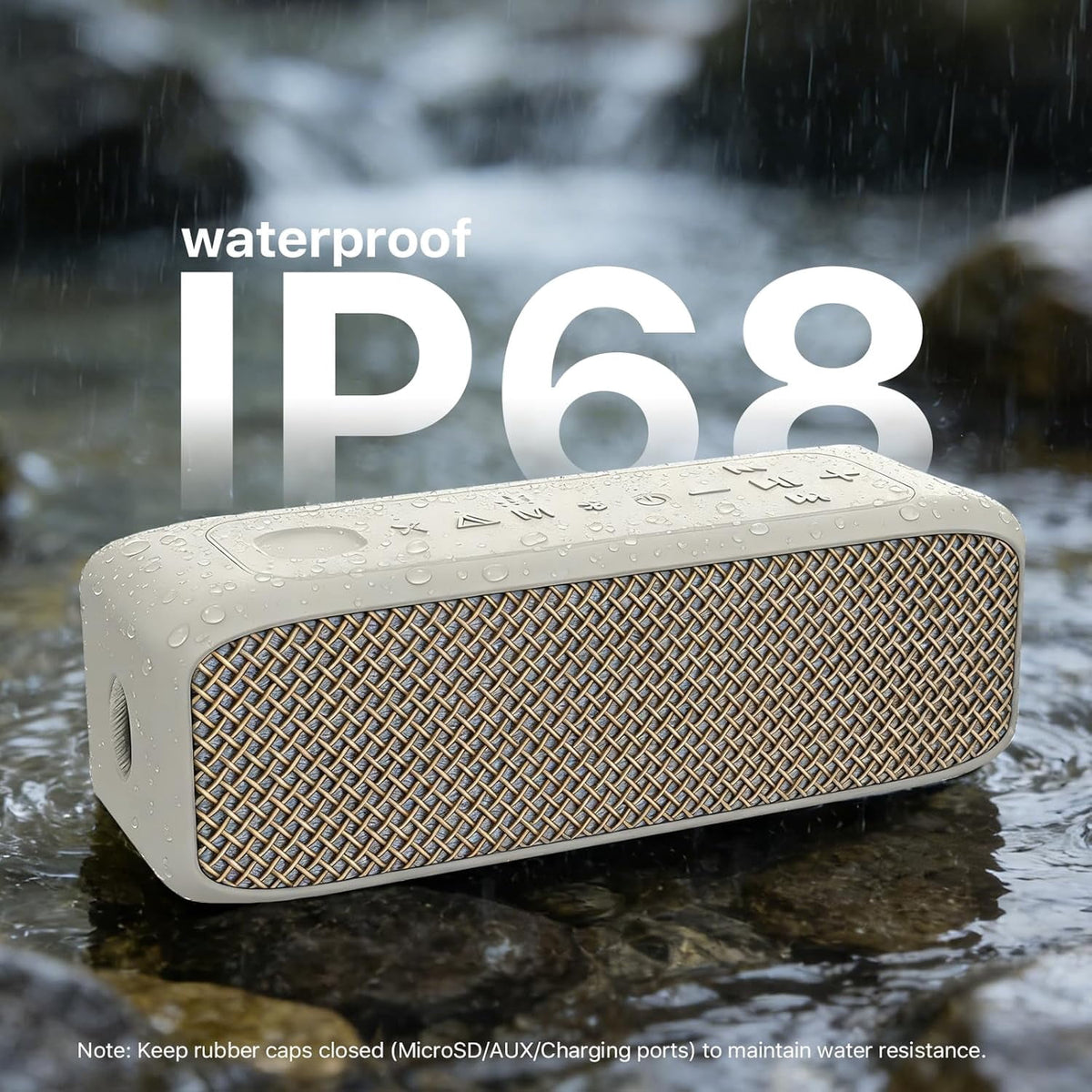 Portable Bluetooth Speaker, IP68 Waterproof 24H Playtime, Bluetooth 6.0 TWS Pairing, 20W Stereo Sound TF Card/AUX Input, Wireless Speaker for Home Outdoor Travel (White)