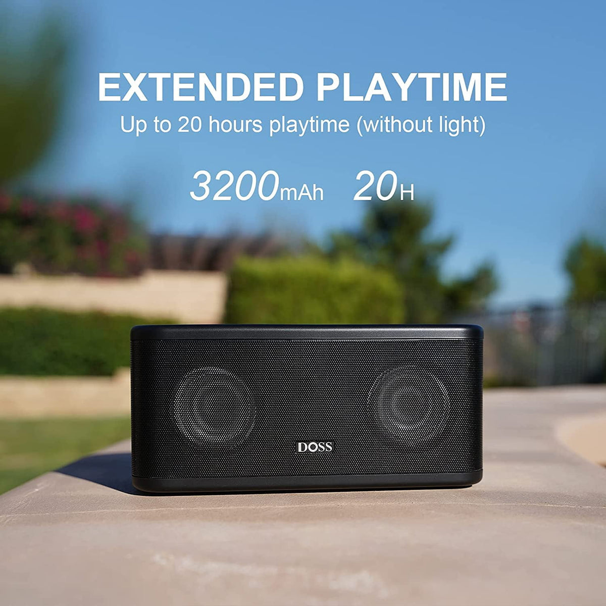 DOSS Portable Wireless Bluetooth Speaker with 24W Stereo Sound and Deep Bass, Seamless Waterproof Design, Stereo Paring, Party Lights, 24H Playtime, Speaker for Home, Outdoor and Office