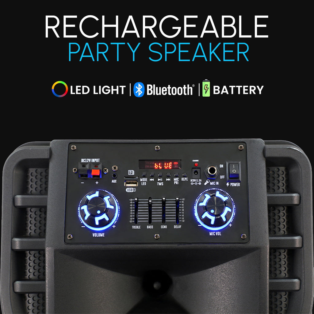 RIDWIND 5000W Peak Power Dual 10" Woofers Portable Party Speaker, Indoor & Outdoor Loud Heavy Bass Sound System with Microphone, RGB Lights, Remote Control, Support TWS/USB/FM, Rechargeable Battery