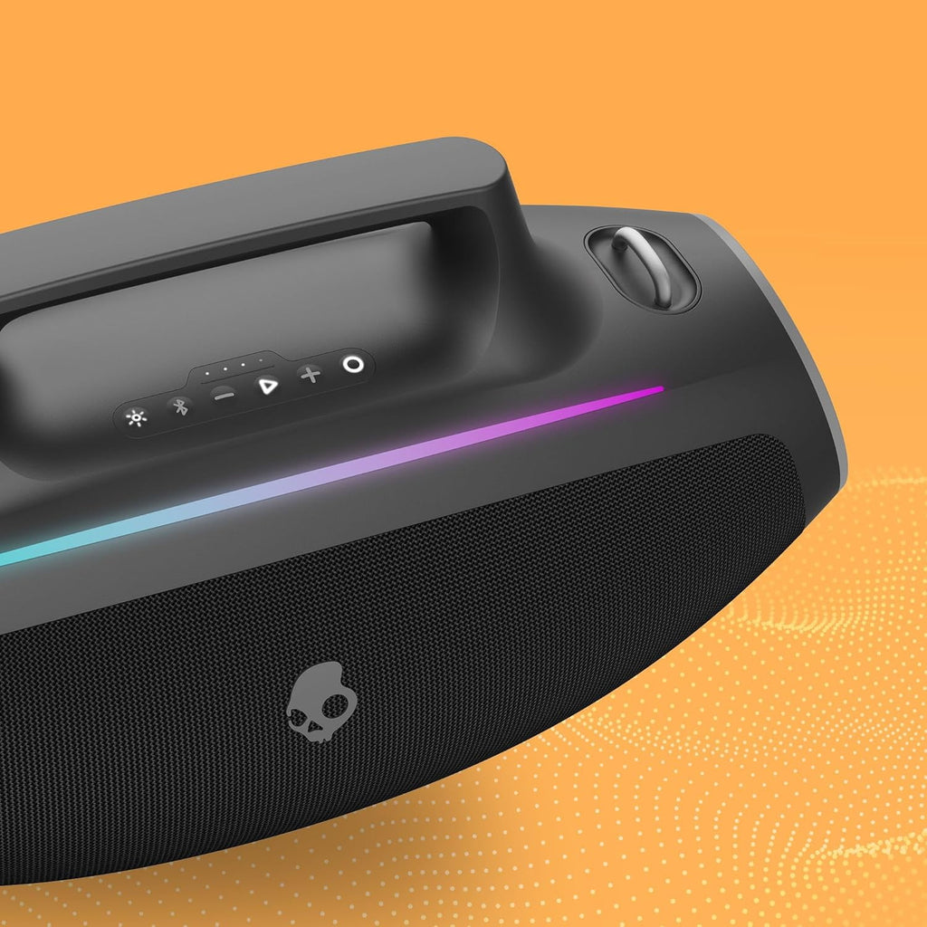 Skullcandy Barrel Bluetooth Boombox Party Speaker, Water-Resistant Portable Speaker, LED Lightshow Mode, 12 Hour Battery, Multi-Link