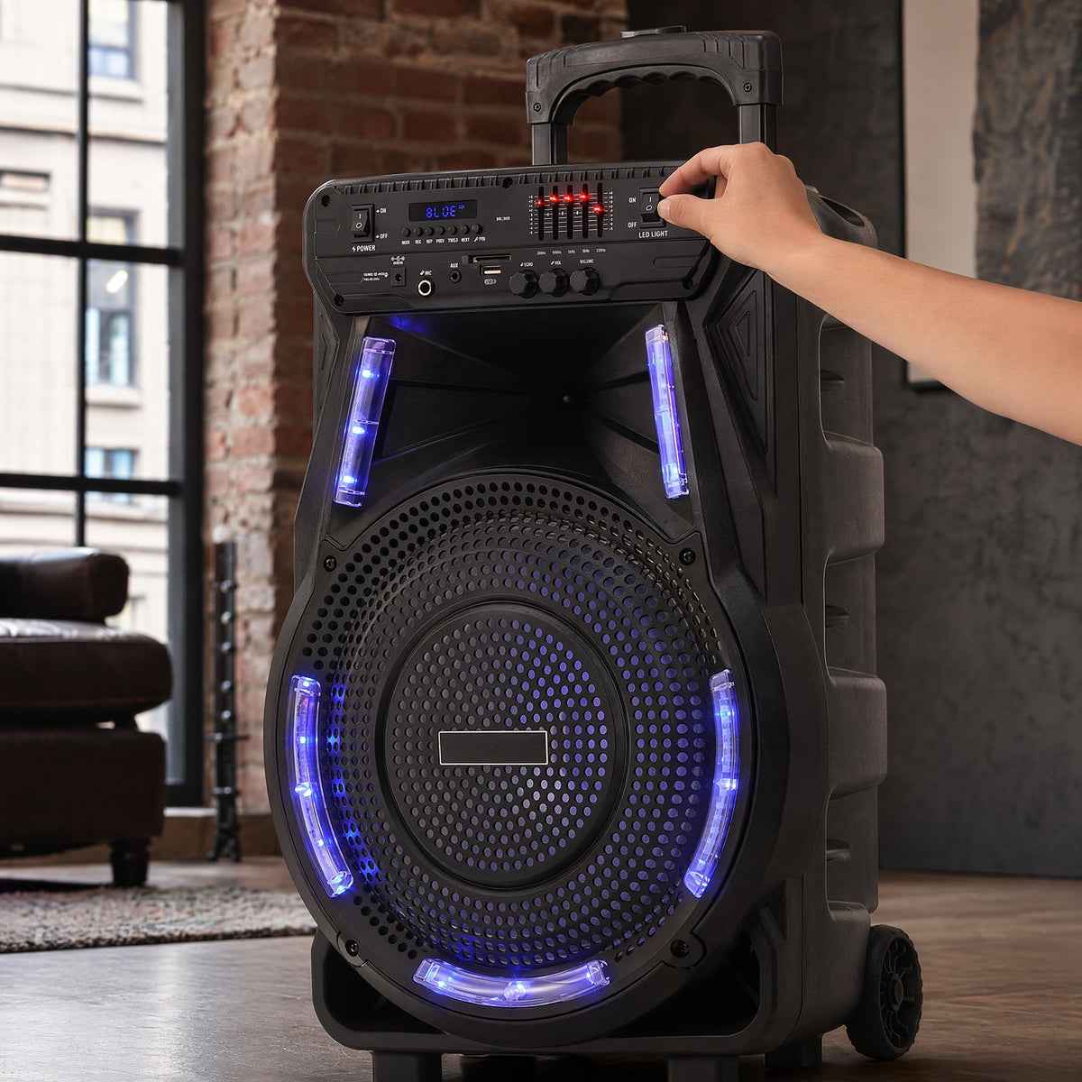 Dazone 12" Loud Bluetooth Portable Party Speaker Subwoofer w/ FM USB SD Card AUX & Mic