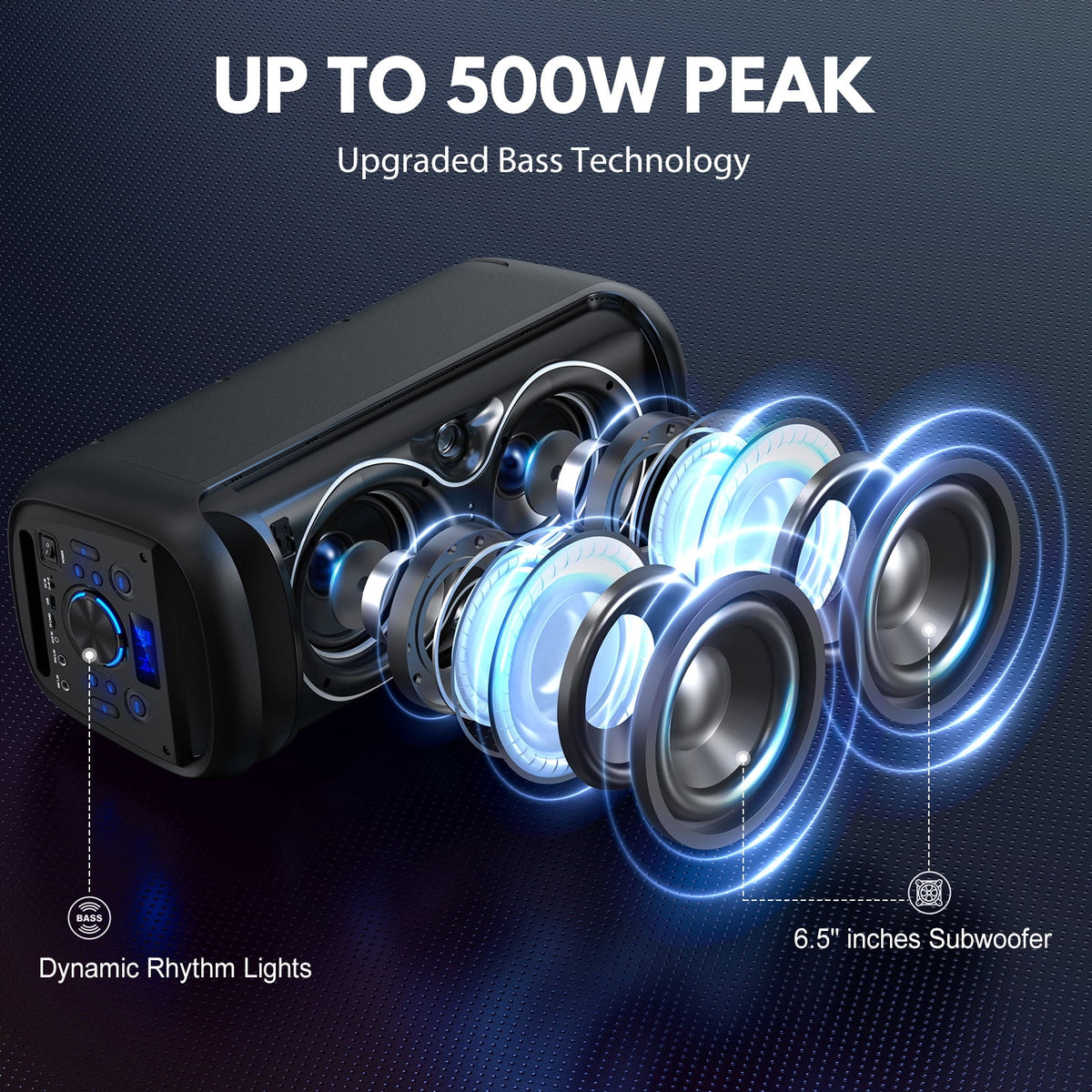 JAUYXIAN Large Party Speaker, Big Outdoor Speaker Bluetooth with DJ Lights for Singing Party