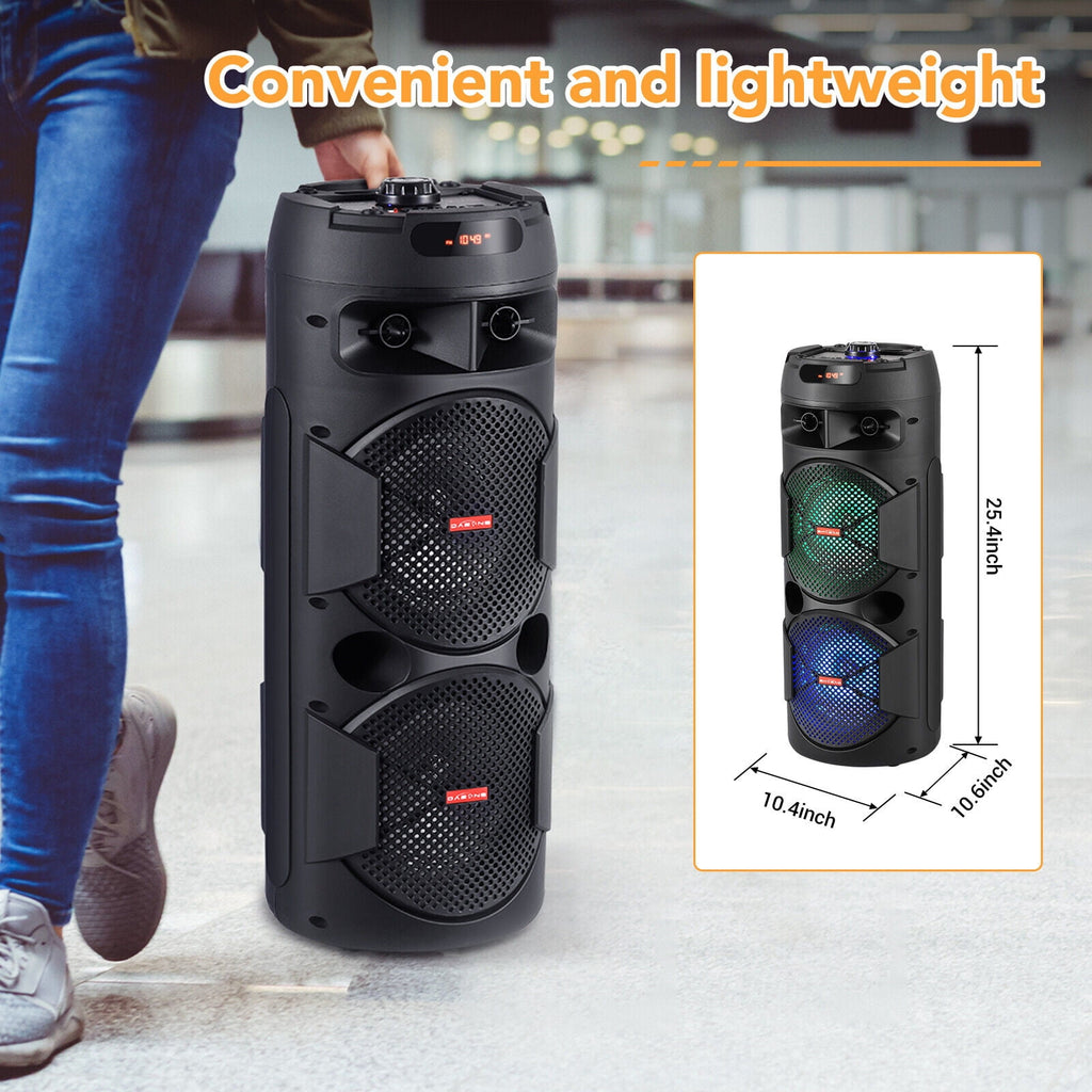 CURUK Portable Wireless Bluetooth Speaker Triple 8" Woofer PA System FM AUX TWS, MIC, RC, LED Light