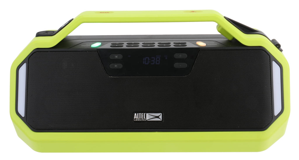 Altec Lansing IMT7012 StormChaser 10 Hours Playtime IPX5 Water Resistant LED Lights Portable Wireless Bluetooth Emergency Weather AM/FM Radio Speaker