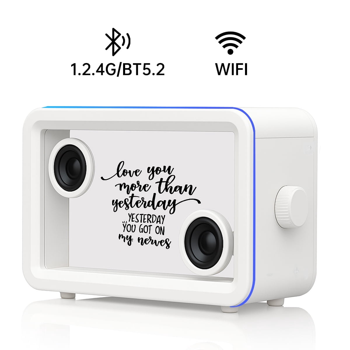 BESTSKI Bluetooth Speaker,with HD sound Hi-Fi Soundbar Speaker and Transparent Glass Screen, Dynamic Floating Lyrics, Digital Frame Function, LED Light Show,2.4G Wifi - Black