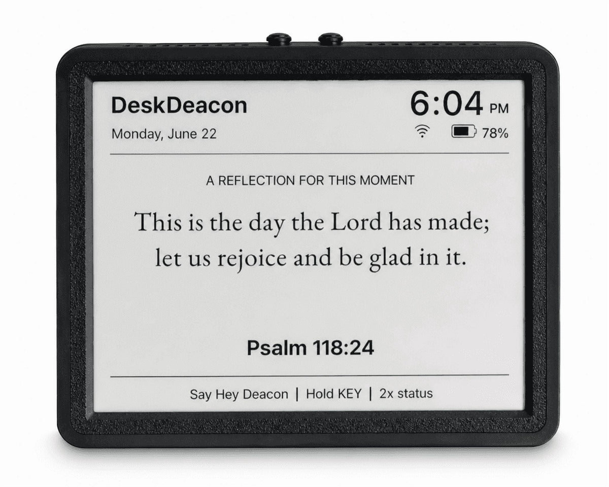 Desk Deacon™ – Christian Desk Robot Companion for Daily Scripture, Personalized Prayer, Christian Music & Bible Study | Smart Speaker | Voice-Activated Dedicated Faith Device | Wi-Fi Enabled